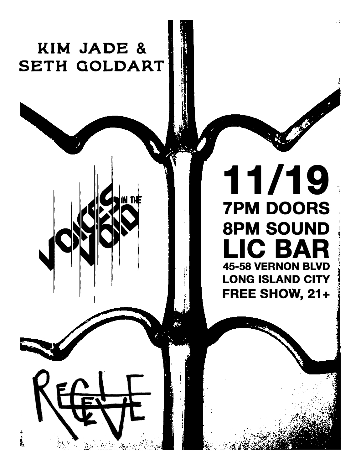 Receive plays LIC Bar 11/19 with Kim Jade / Seth Goldart, and Voices in the Void